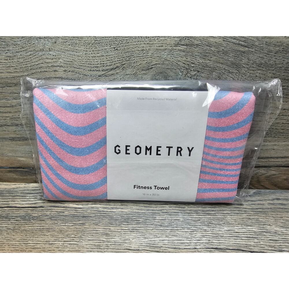 Geometry Pink & Blue Striped Absorbent Fitness Gym Towel 16"x30"